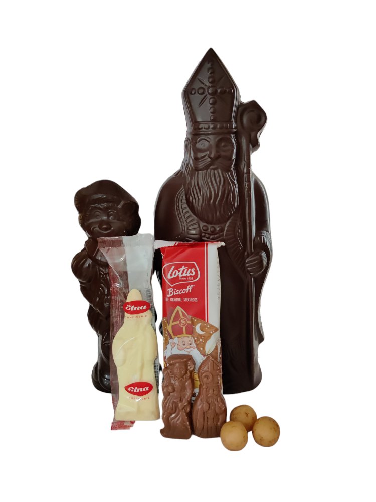 Chocolade Sinterklaas 30cm & Zwarte Piet 21cm (pak. 6) - Novoti