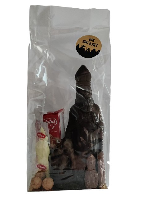 Chocolade Sinterklaas met 3 kinderen 25cm (pak. 4) - Novoti