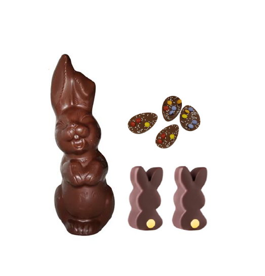 Chocolade Paaspakket baby Flappie & konijn & half eitje (pak. 12)