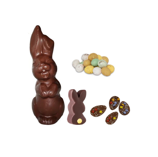 Chocolade Paaspakket baby Flappie & konijn & half eitje & meeuweneitjes (pak. 16)