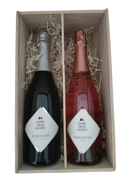 Entre Deux Monts Wiscoutre Blanc de Blancs Brut & Rosé in een houten kist - Novoti