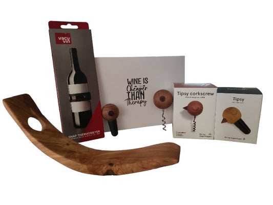 Wijnpakket "Tipsy All The Way" met opdruk "Wine is cheaper than therapy" - Novoti